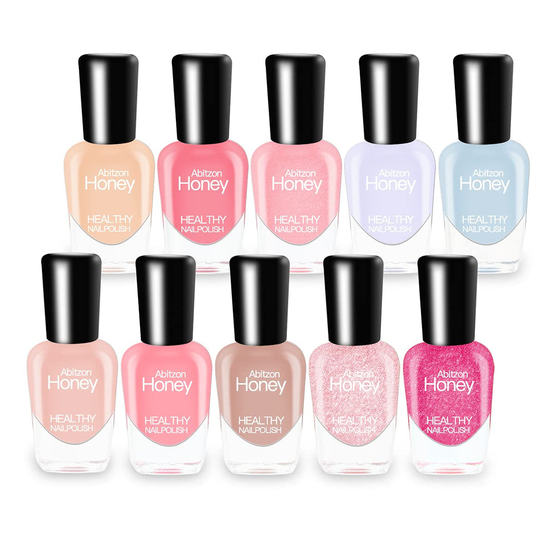 New Nail Polish Set (10 Bottles) - Non-Toxic Eco-Friendly Easy Peel Off &amp; Quick Dry Water Based Nail Polish
