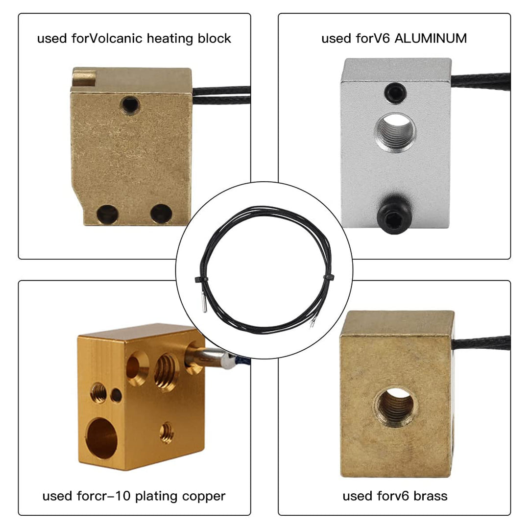 BCZAMD PT1000-550BW Temperature Sensor Probe for CR-10 Plating Copper/3D Volcan/ V6 Brass 3D Printer Heater Block Thermistor Sensor Probe Resistant to high Temperature 1.5M/ 59 inch