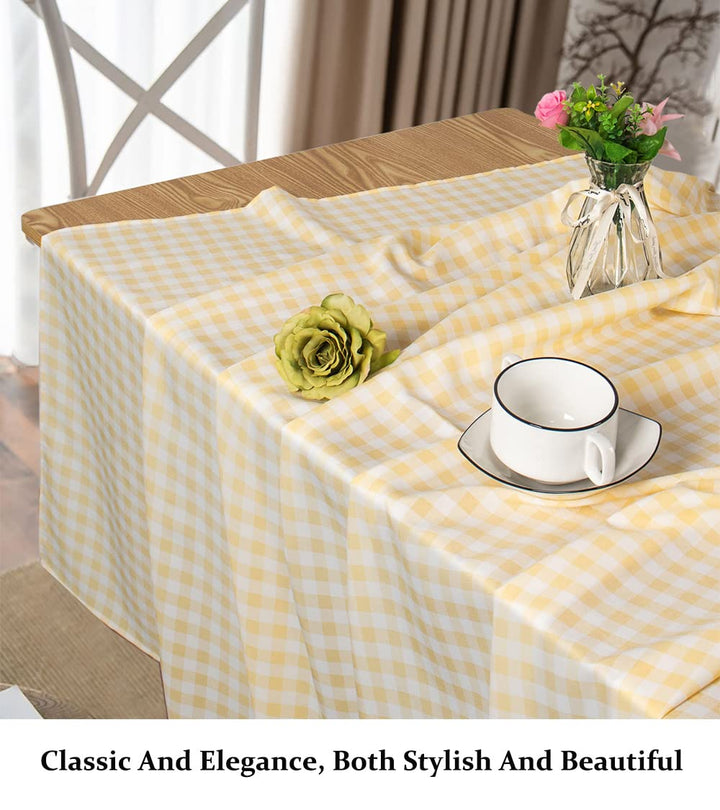 DUOBAO Yellow and White Checked Tablecloth 54 x 84 Inch
