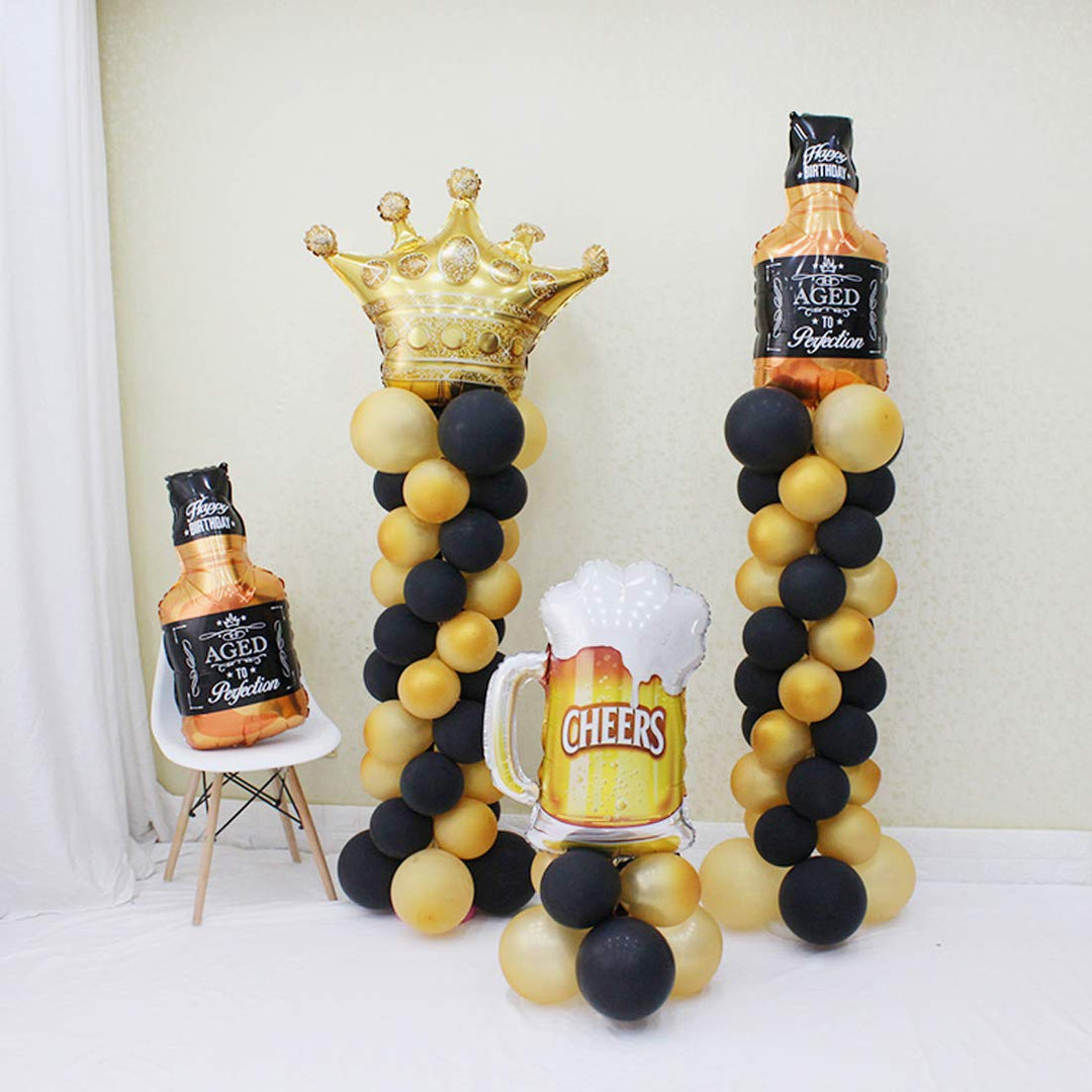 Beer Cup Balloons Set of 4, Whisky Helium Mylar Balloons Decor Fit for Summer Party, Beer Festival, Birthday Party and More (2 Beer Cup 2 Whisky)