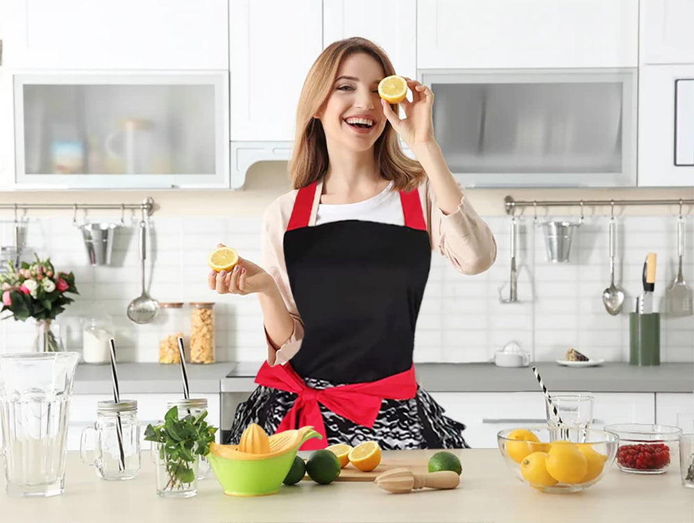 Black Lace Flirty Apron with Pocket, Fun Retro Sexy Cooking Pinup Aprons for Women Girls