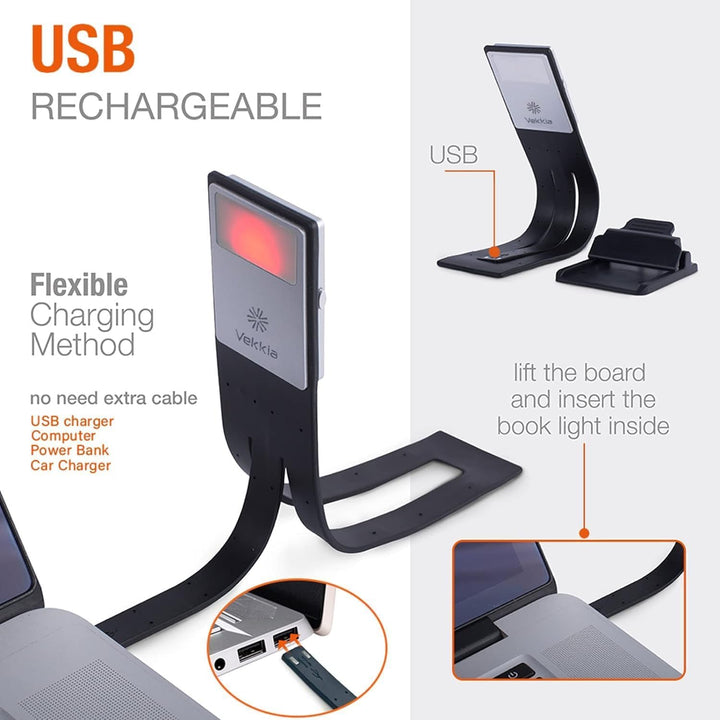 Bookmark Book Light, Clip on Reading Lights for Books in Bed, Infinite Brightness Levels, Soft Light Easy for Eyes, Built-in USB Cable Easy Charge. Perfect for Readers &amp; Kids