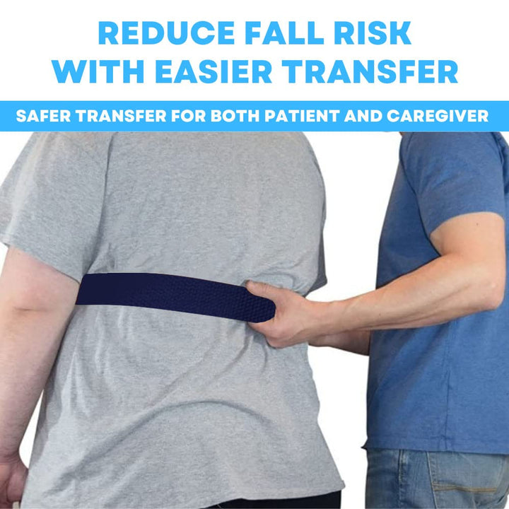 LiftAid Transfer and Gait Belt 60 Inch with Metal Buckle and Loop - Walking, Standing and Transfer Assist Aid for Seniors, Elderly Patients, Caregiver, Nurse, Therapist (Navy Blue)