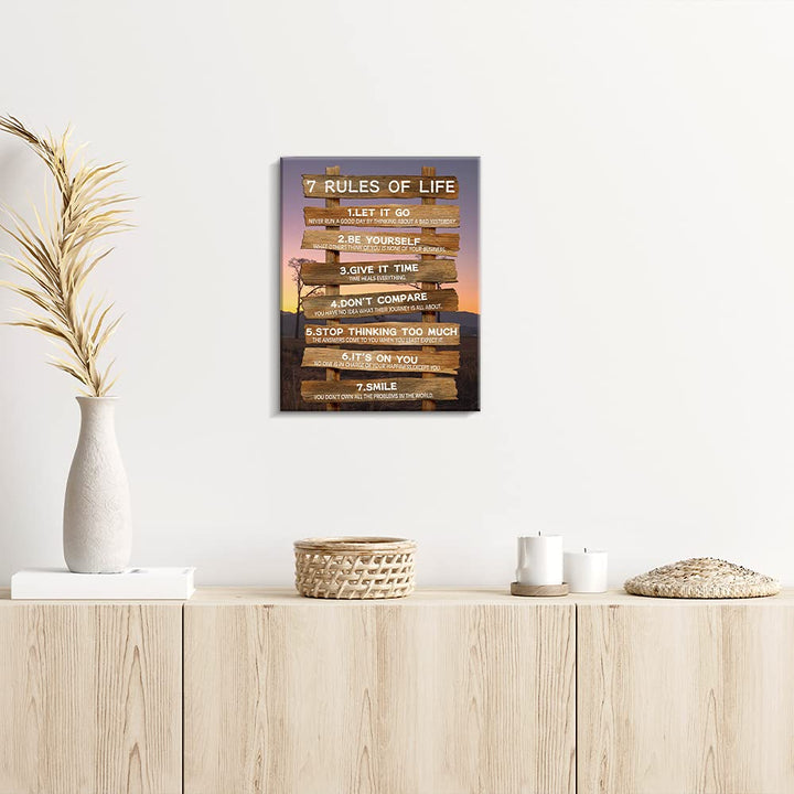 Kas Home Inspirational Wall Decor - 7 Rules of Life Mot