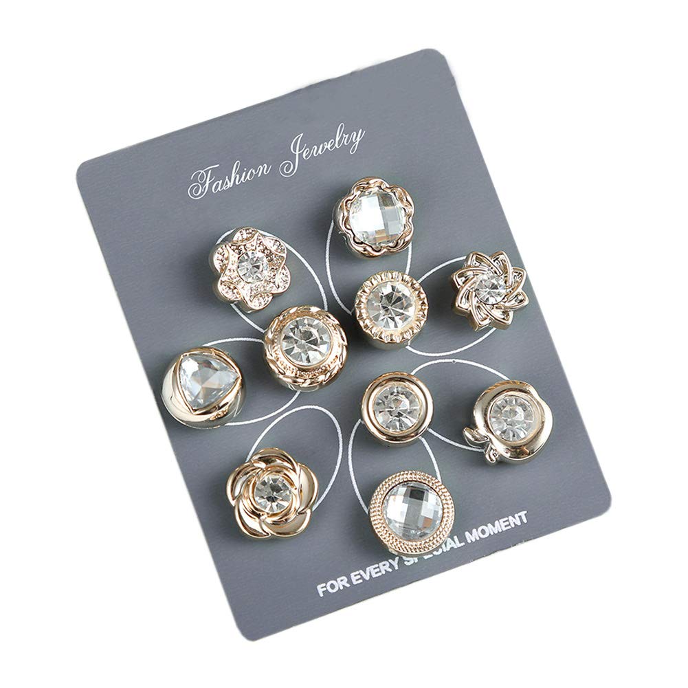 Cover Up Buttons Pearl Safety Brooch Pins Button Lapel Pin for Women Girls 10pcs