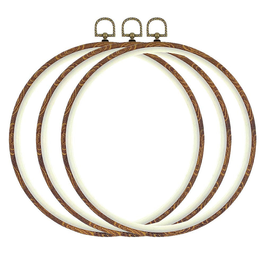 Hand U Journey 3 Pieces 10'' 26cm Rug-Punch Embroidery Ring Cross Stitch No Slip Hoops Set Imitated Wood Display Circle Kits for Art Craft Sewing Embroidery and Hanging