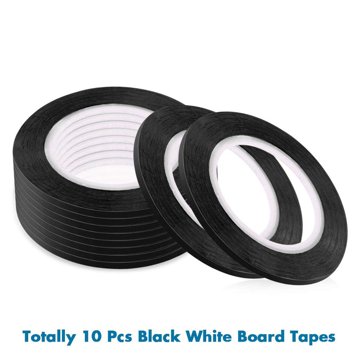 Cridoz 10 Rolls 1/8 Pinstripe Tape Dry Erase Board Tape Whiteboard Thin Tape Lines Pinstriping Graphic Chart Line Grid Marking Tape, 108 Feet Per Roll