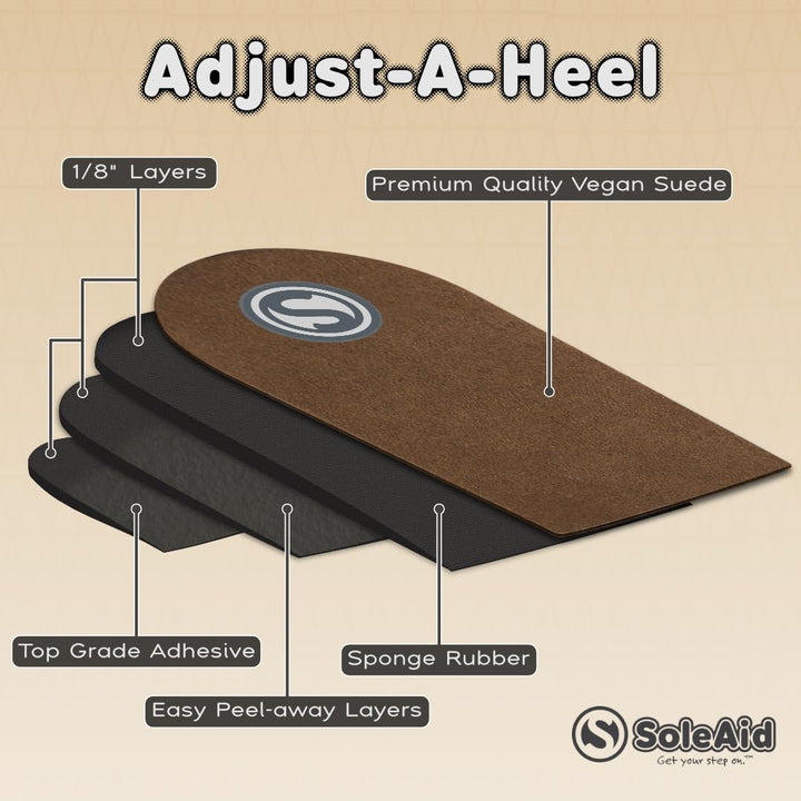 SoleAid Adjust-A-Heel | 3-Layer Adjustable Orthopedic H