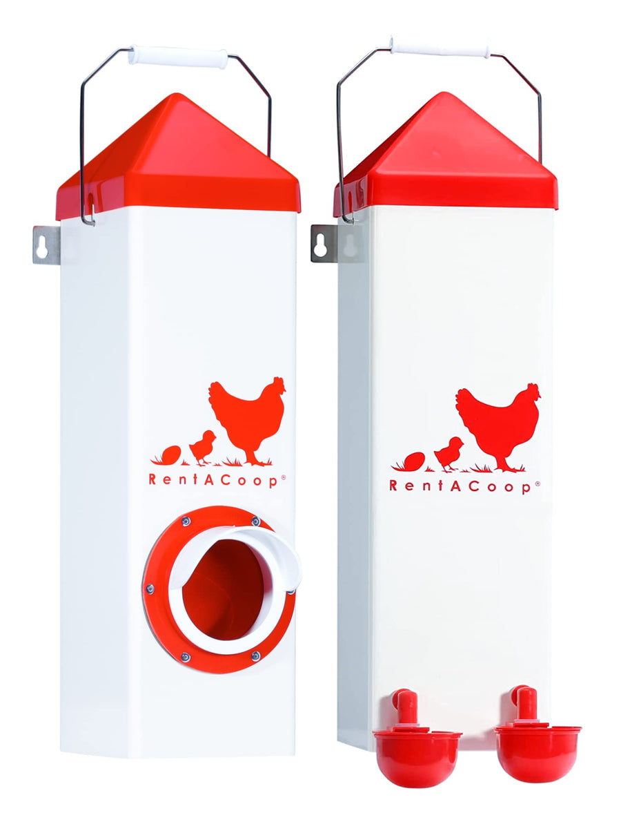 Twin Cup Chicken Waterer and Feeder Set - 10lbs/2 Gal