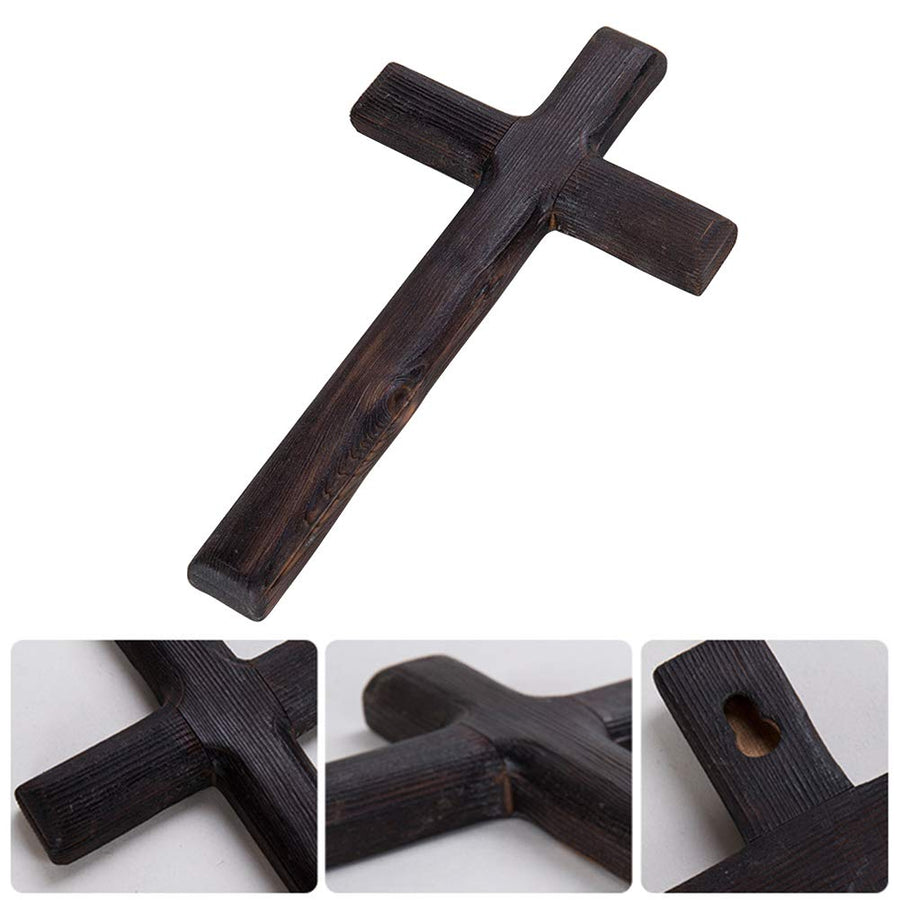 Wall Mounted Crosses Wooden Catholic Crucifix Jesus Christ Wooden Crosses Party Meditation, Religious Home Decor, Christian Wall Cross(Black)
