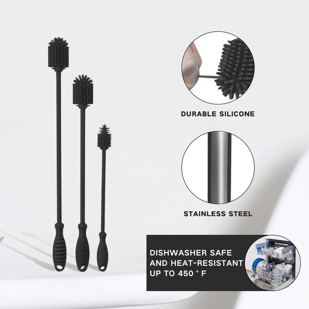 Gute Silicone Bottle Brush, Bottle Cleaner Brushes Set 