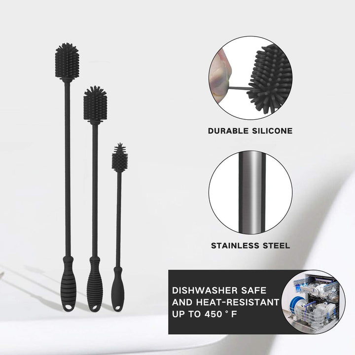 Gute Silicone Bottle Brush, Bottle Cleaner Brushes Set 
