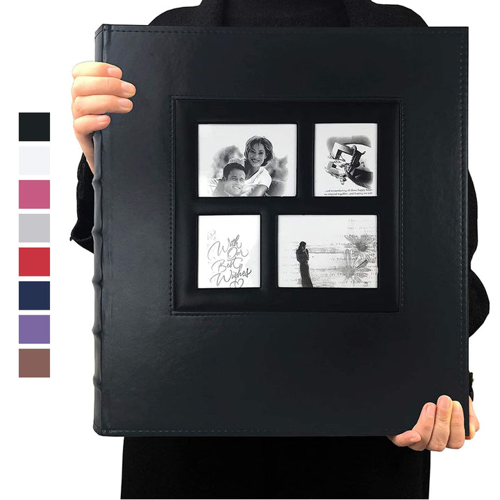 Photo Album 4x6 600 Photos Black Pages Large Capacity Leather Cover Wedding Family Photo Albums Holds 600 Horizontal and Vertical Photos (Black)