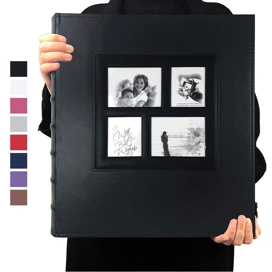 Photo Album 4x6 600 Photos Black Pages Large Capacity Leather Cover Wedding Family Photo Albums Holds 600 Horizontal and Vertical Photos (Black)