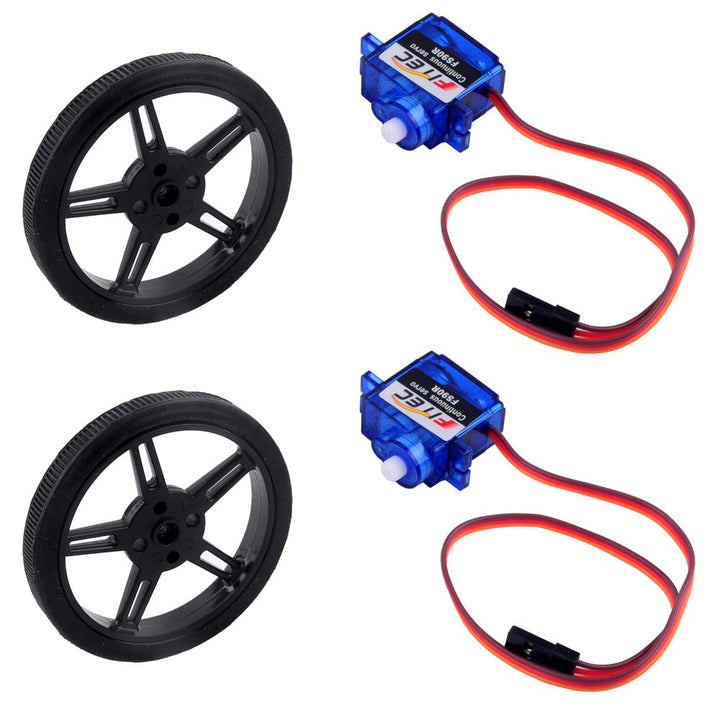 Feetech FS90R Micro Continuous Rotation Servo Analog Motor 360 Degree + RC Tire Wheel for Arduino Microbit Smart Car Robot (Pack of 2)