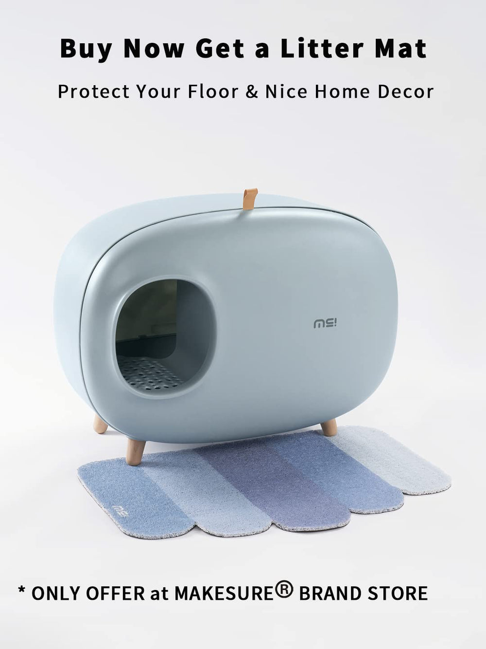 Cat Litter Box with Lid, Scoop (with Litter Mat), Enclosed Design, Large Prevent Sand Leakage and Isolate Odors, Easy to Clean, - Gray Blue