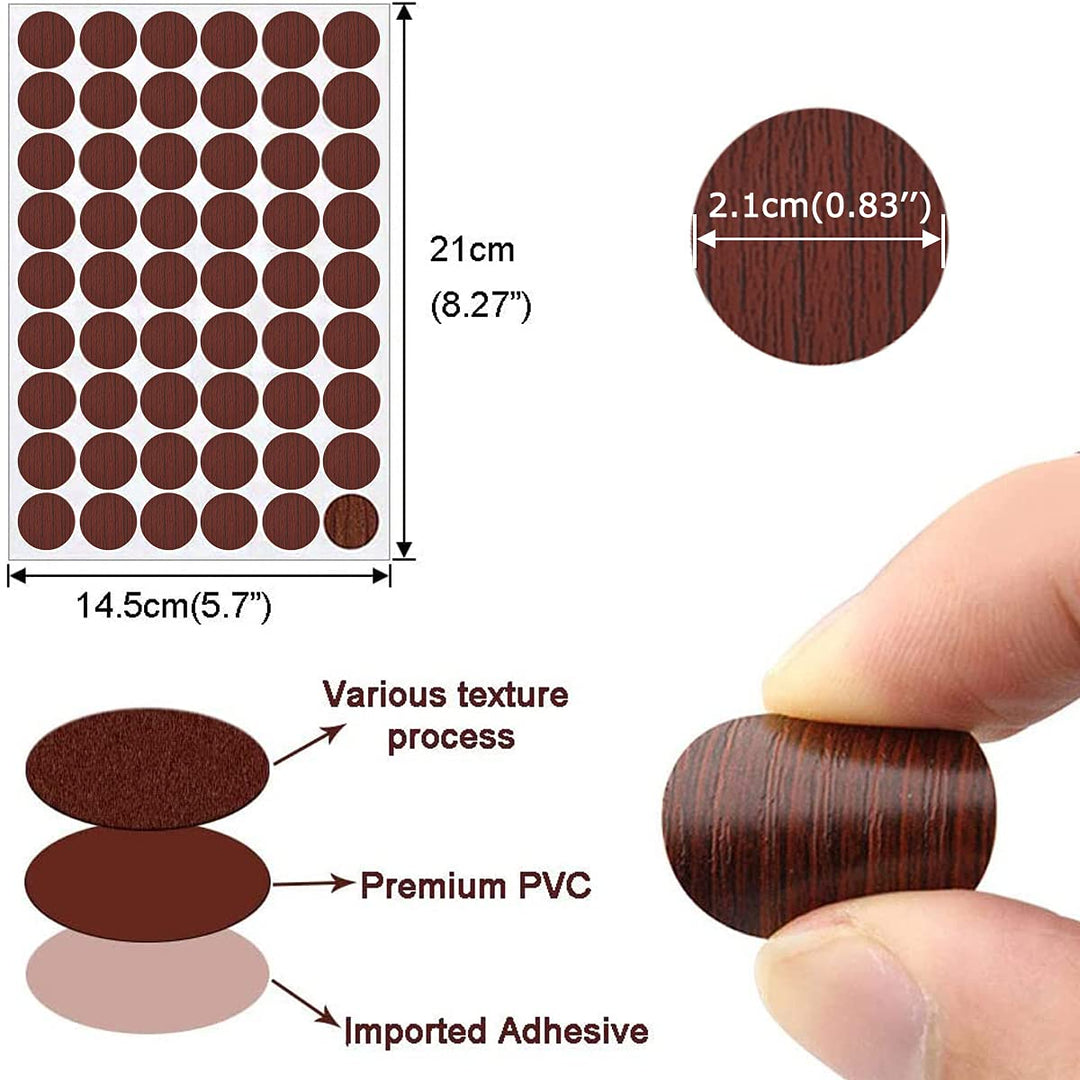 PVC Cover Caps Adhesive Screw Hole Stickers 378 PCS for Wall Vinyl Wood Furniture Repairing, 7 Colors Waterproof Plastic Cover for Cabinets Bookcase Desk Countersunk Screws Cam Lock
