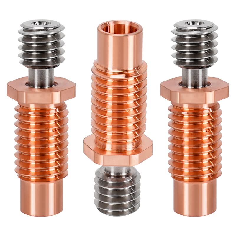 2PCS Bimetal Heatbreak, All Metal Threaded Heatbreak Upgraded Titanium Alloy and Copper Heatbreak Compatible with E3D V6 Hotend 3D Printers