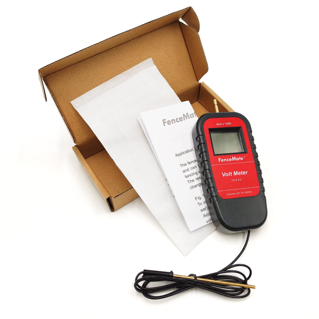 Digital Volt Meter for Electric Fence, Range up to 19,900 V (19.9 kV), Fence Voltage Tester with Large LCD Display, Automatic On/Off, Grounding &amp; 9V Battery Included