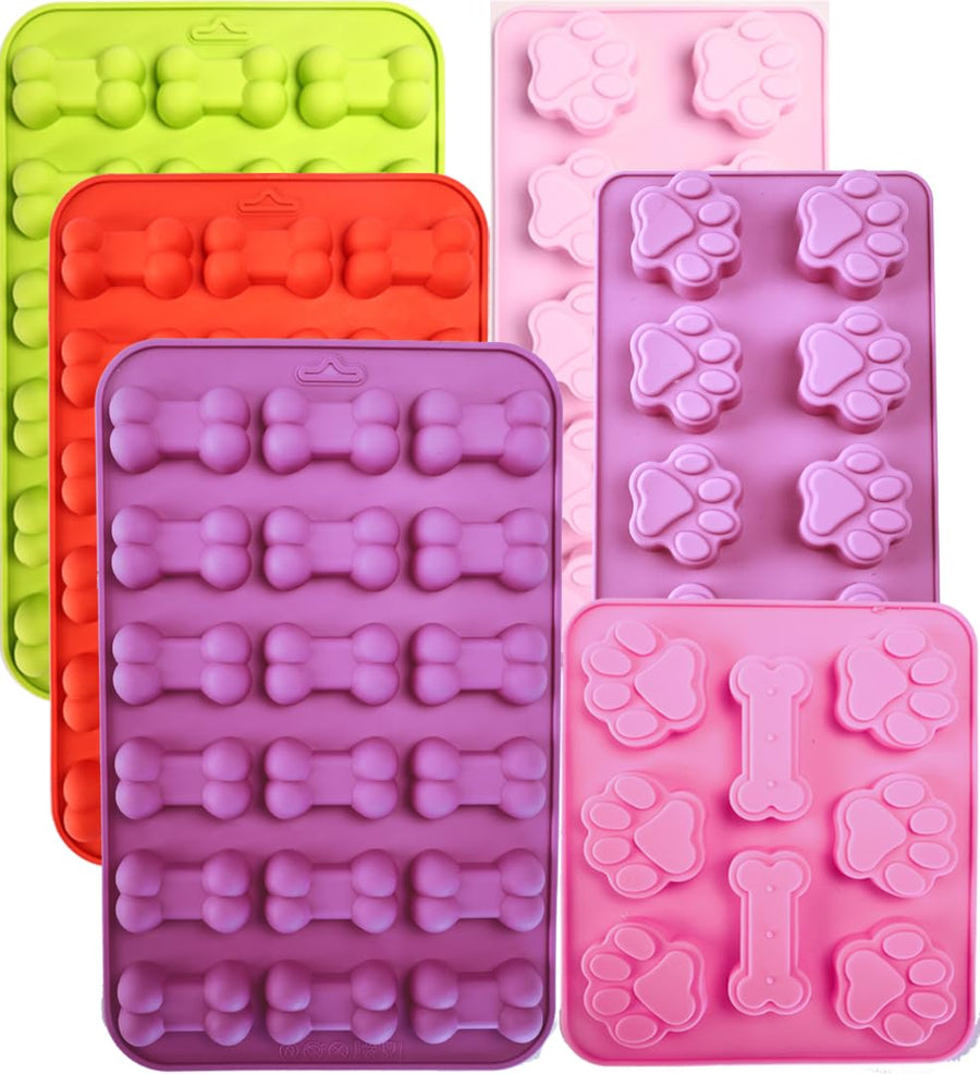 Puppy Dog Paw and Bone Silicone Molds Silicone Trays for Chocolate, Candy, Jelly, Ice Cube, Dog Treats