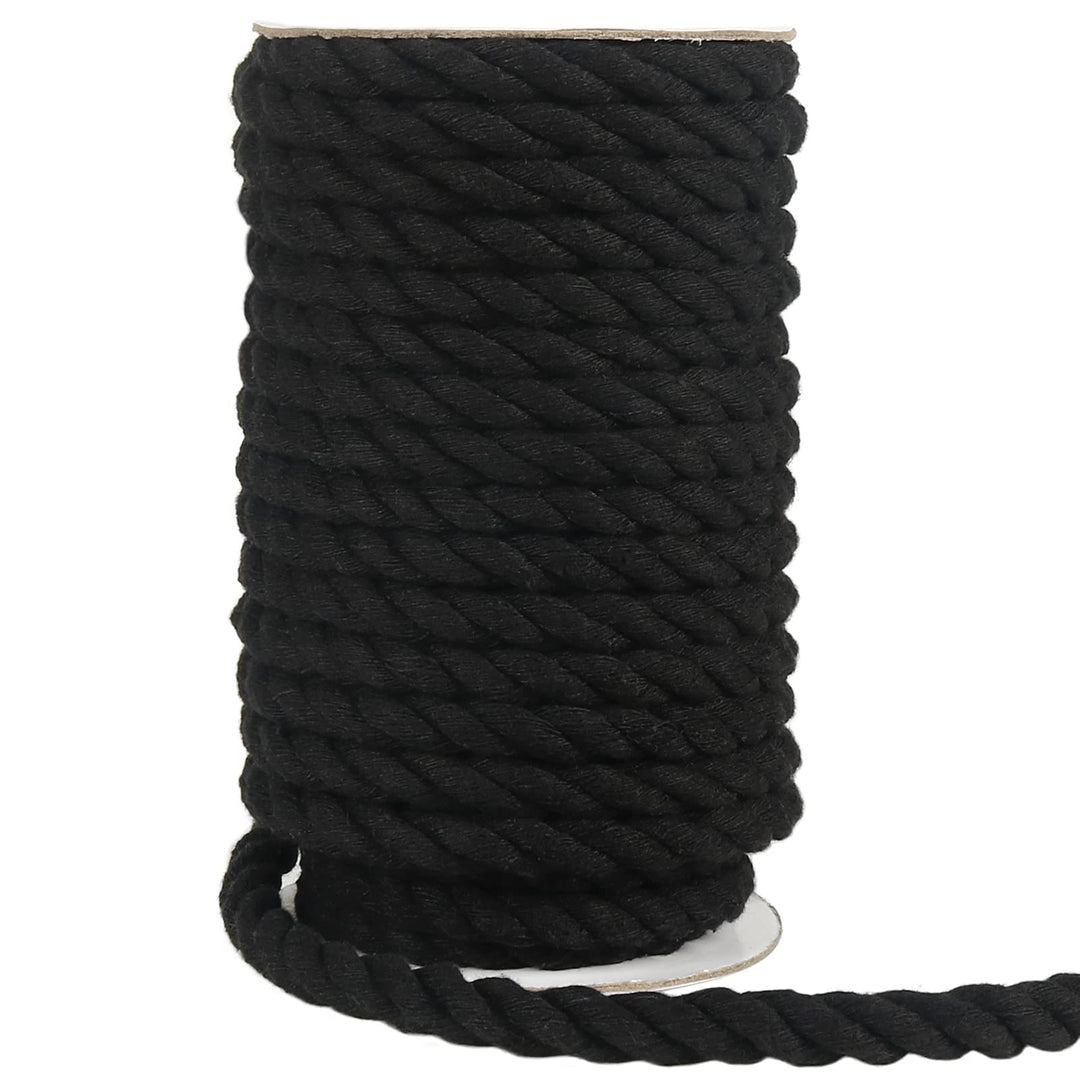 Tenn Well Black Macrame Cord 10mm, 50 Feet 3Ply Twisted