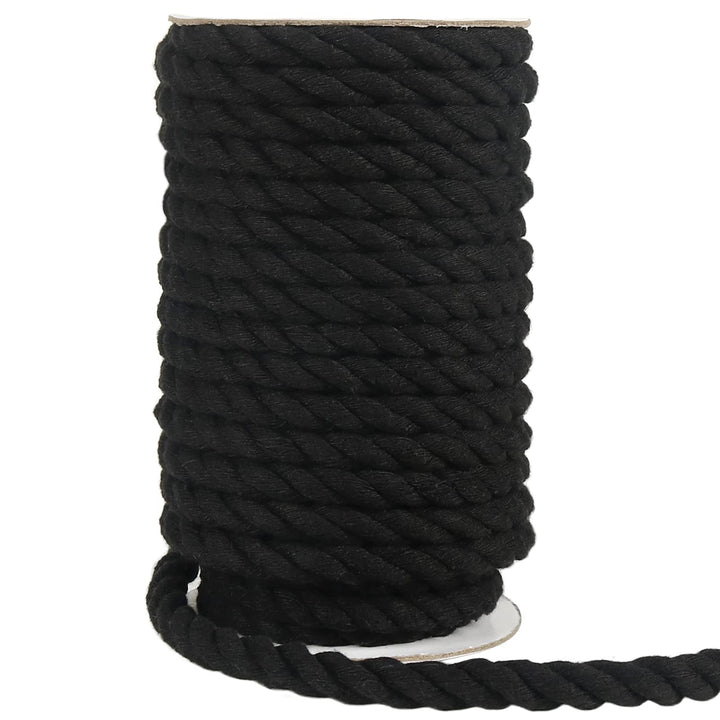 Tenn Well Black Macrame Cord 10mm, 50 Feet 3Ply Twisted