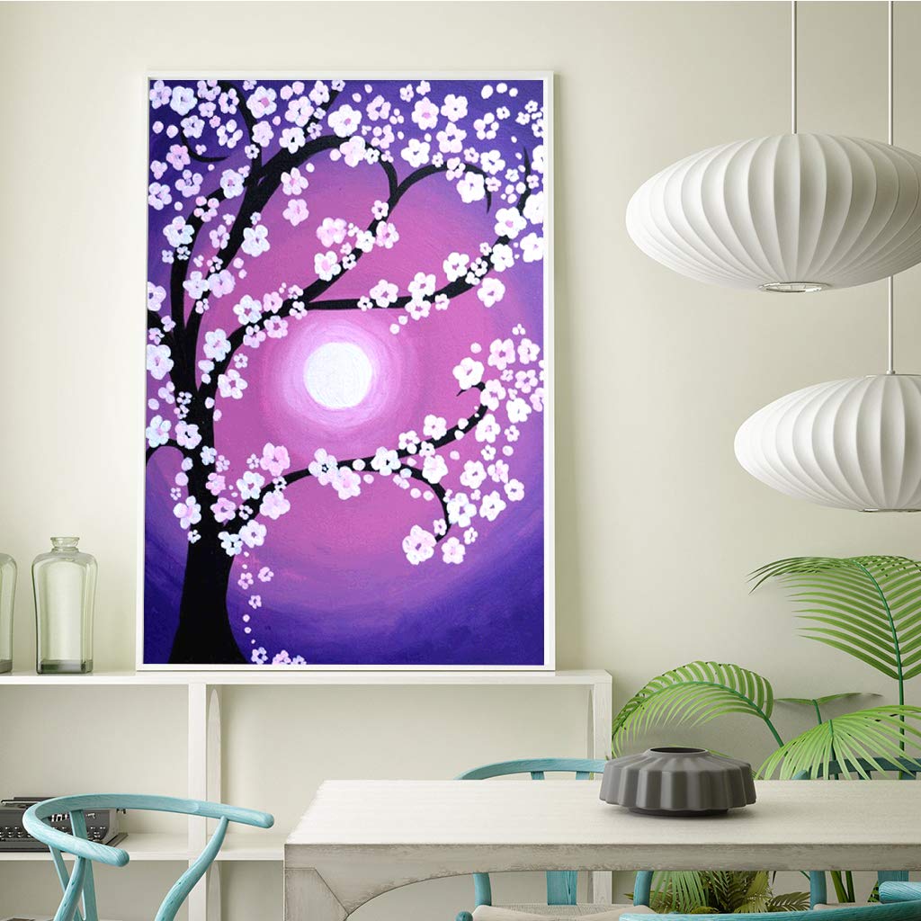 5D Square Diamond Painting Large Full Drill Cherry Blossoms Diamond Art DIY Rhinestone Embroidery Cross Stitch Kits Supply Arts Craft Canvas Wall Decor Number Stickers Home Decor 12x16 inches