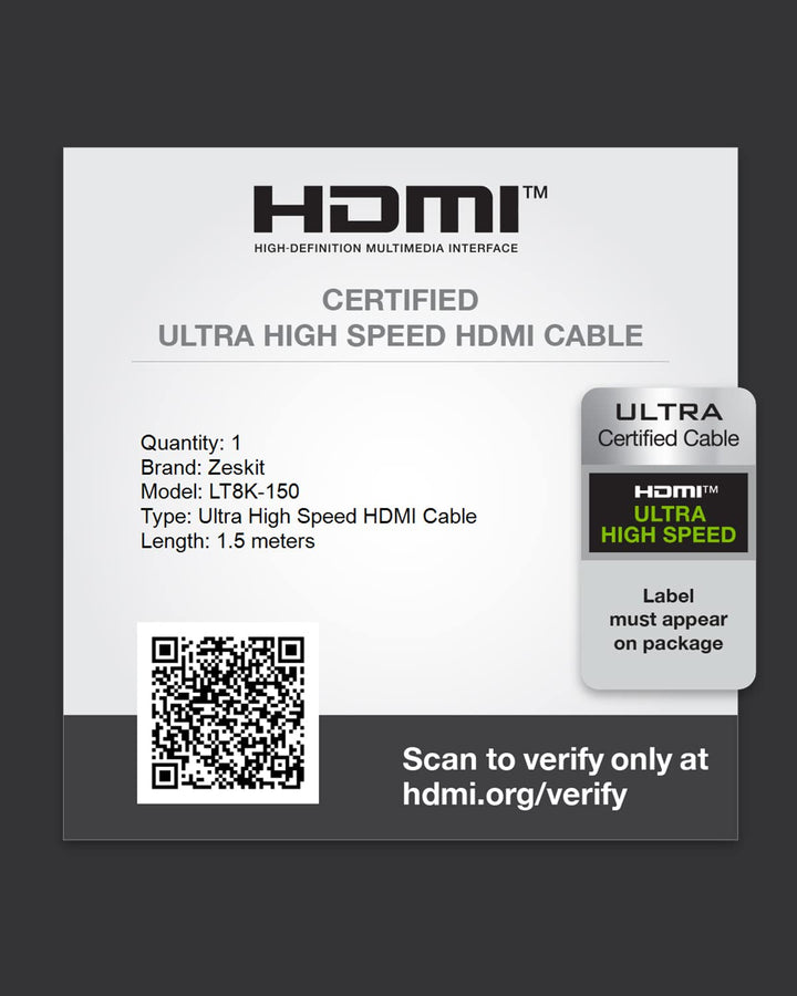 Zeskit Lite 48Gbps Slim Certified Ultra High Speed HDMI
