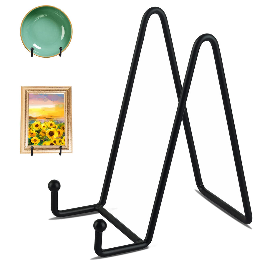 3 Pack 6 Inch Black Metal Display Stands Plate Holder Display Stands for Picture, Decorative Plate, Book, Photo Easel, Artistic Work (3 Pack, 6 inch)