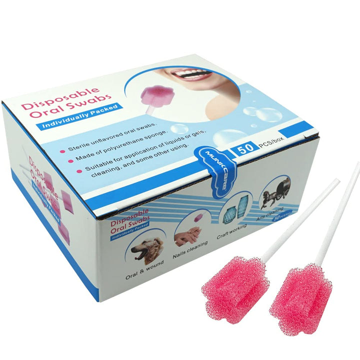 MUNKCARE Disposable Oral Foam Swab with Mint Flavored, 