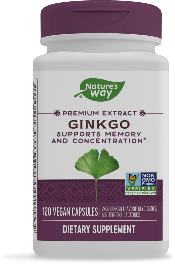 Nature&#39;s Way Premium Extract Ginkgo, Memory and Concentration*, 120 Capsules
