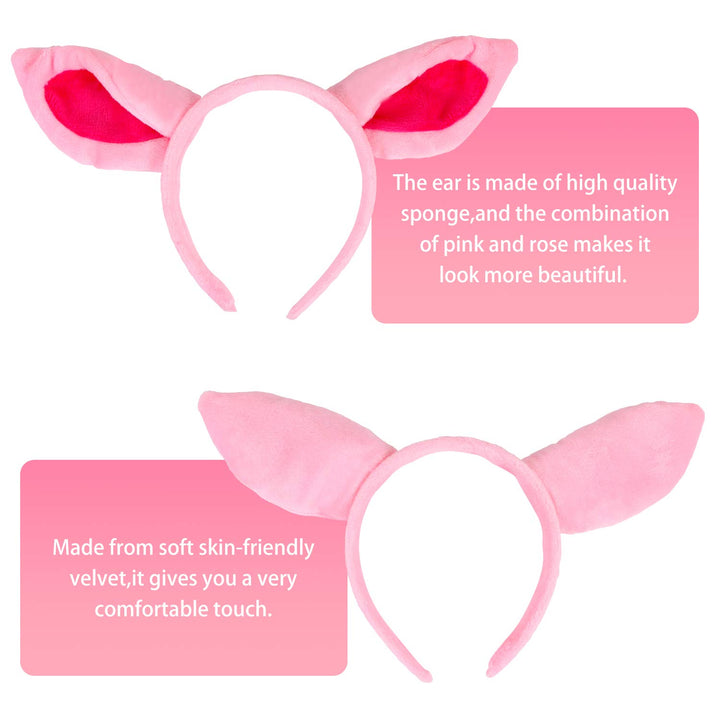 UNIME 4 Pcs Pig Costume Set Pig Ears Headband Pig Nose 