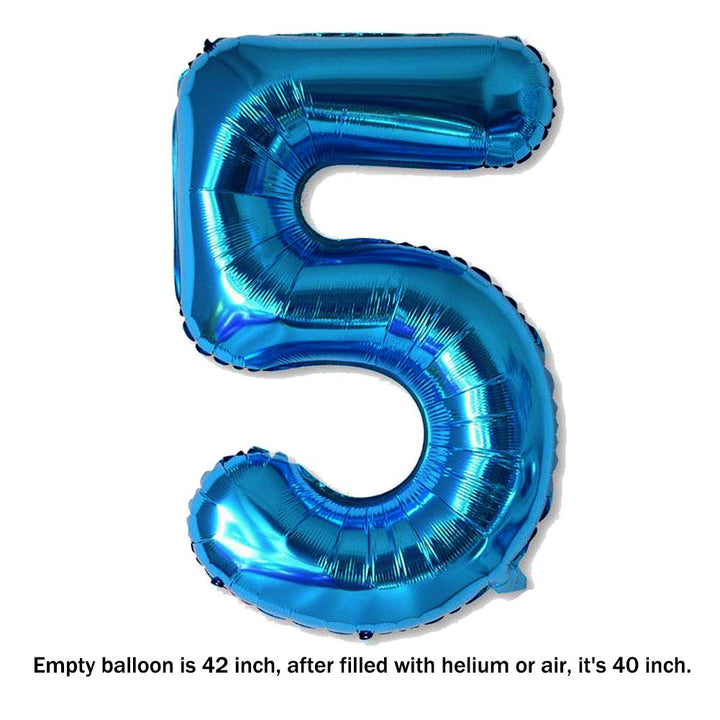 40 Inch Jumbo Blue Number 5 Balloon Giant Balloons Prom Balloons Helium Foil Mylar Huge Number Balloons for Birthday Party Decorations/Wedding/Anniversary