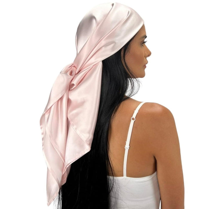 100% Pure Mulberry Silk Head Scarf | Women&#39;s Hair Wrap for Sleeping at Night | Maintains Style, Reduces Frizz, Aids Growth - Pink
