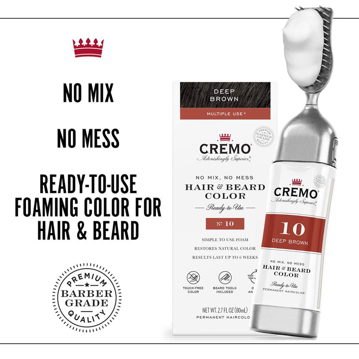 Cremo No Mix No Mess Hair and Beard, Deep Brown