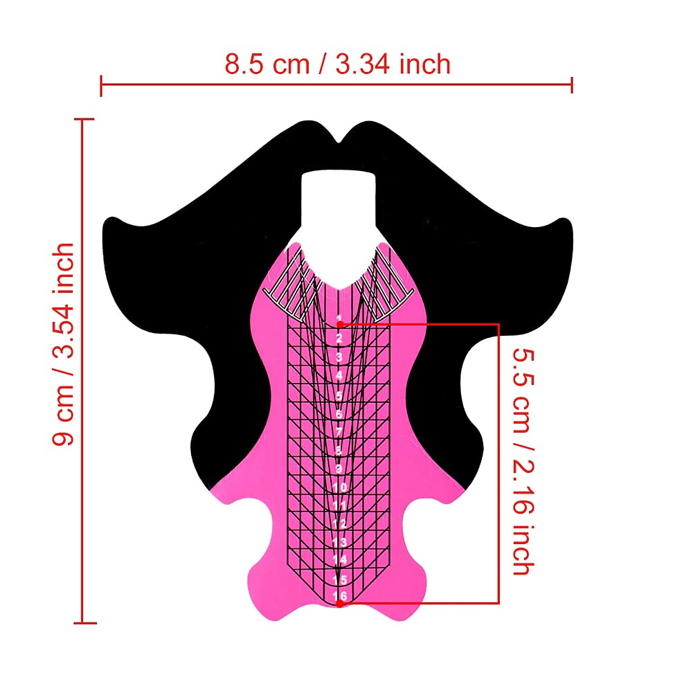 100Pcs/Pack Nail Forms Extension Tips Guide Extension French DIY Tool Fish Acrylic UV Gel Nail Art Tools Builder Sticker Sculpting (Pink)