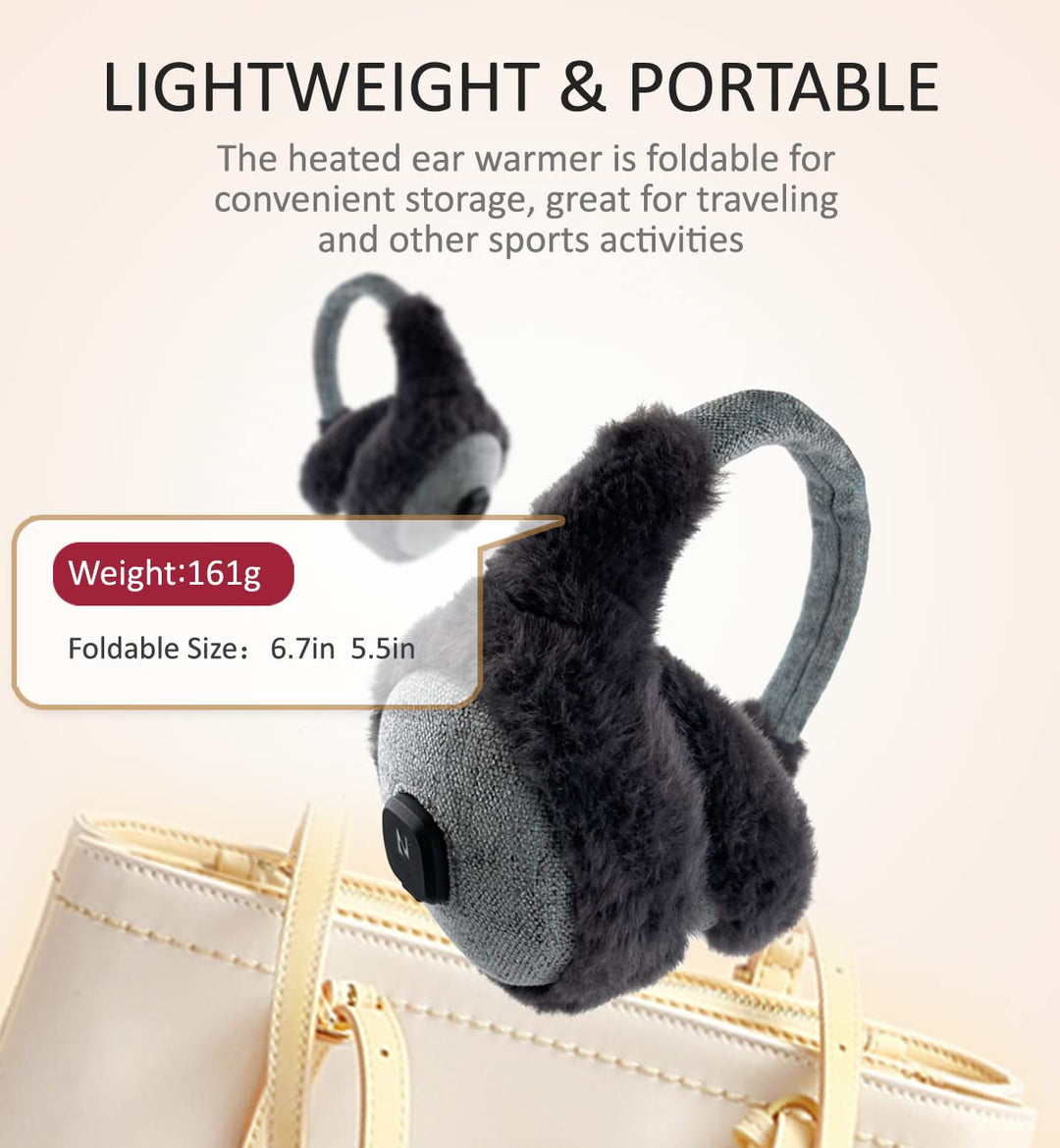 Heated Earmuffs Men &amp; Women, Heated Ear Warmer for Hiking, Running, Walking, Skiing, Camping, 30 Min Auto-off