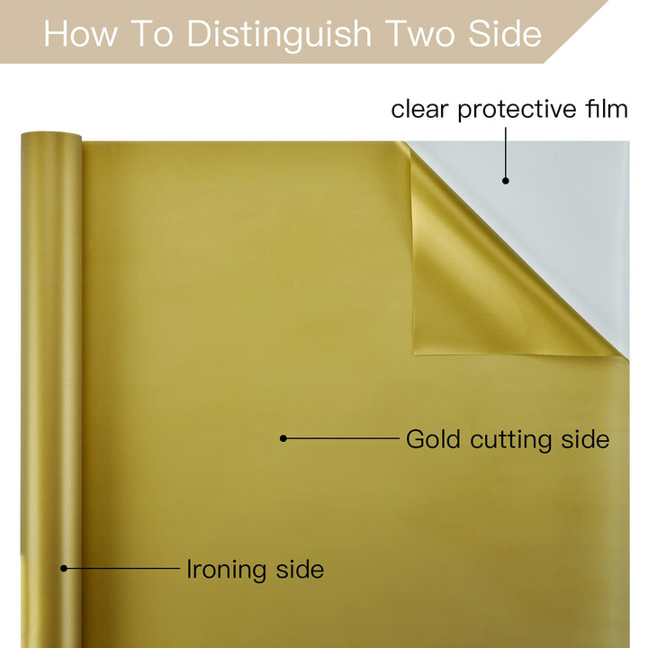 Heat Transfer Vinyl Roll 12&#39;&#39;x5 feet Heat Press Vinyl for T-Shirts, HTV Vinyl for Cricut, Iron On Vinyl Easy to Cut &amp; Weed, Iron On Transfers Vinyl Heat Transfer for Silhouette, HTV Vinyl Rolls, Gold