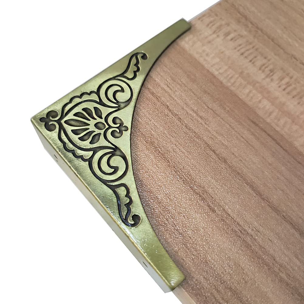 Antique Metal Box Corner Protector 4 Pcs Antique Zinc Alloy Box Corner Protector Edge Safety Guard Cabinet Furniture Corner Protectors Bumpers (Bronze)