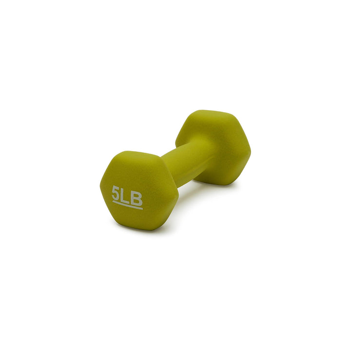 Amazon Basics Neoprene Dumbbell Hand Weights for Exercise and Muscle Toning, Strength Training, 5 lbs Each, Green, Set of 2