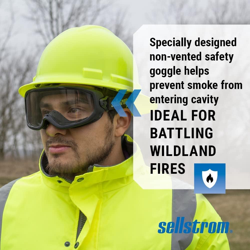Odyssey II Wildland Fire Safety Goggles - Anti-Fog, Anti-Scratch Eye Protection Goggles for Men & Women - FR Strap, fits over Glasses, ANSI Z87.1