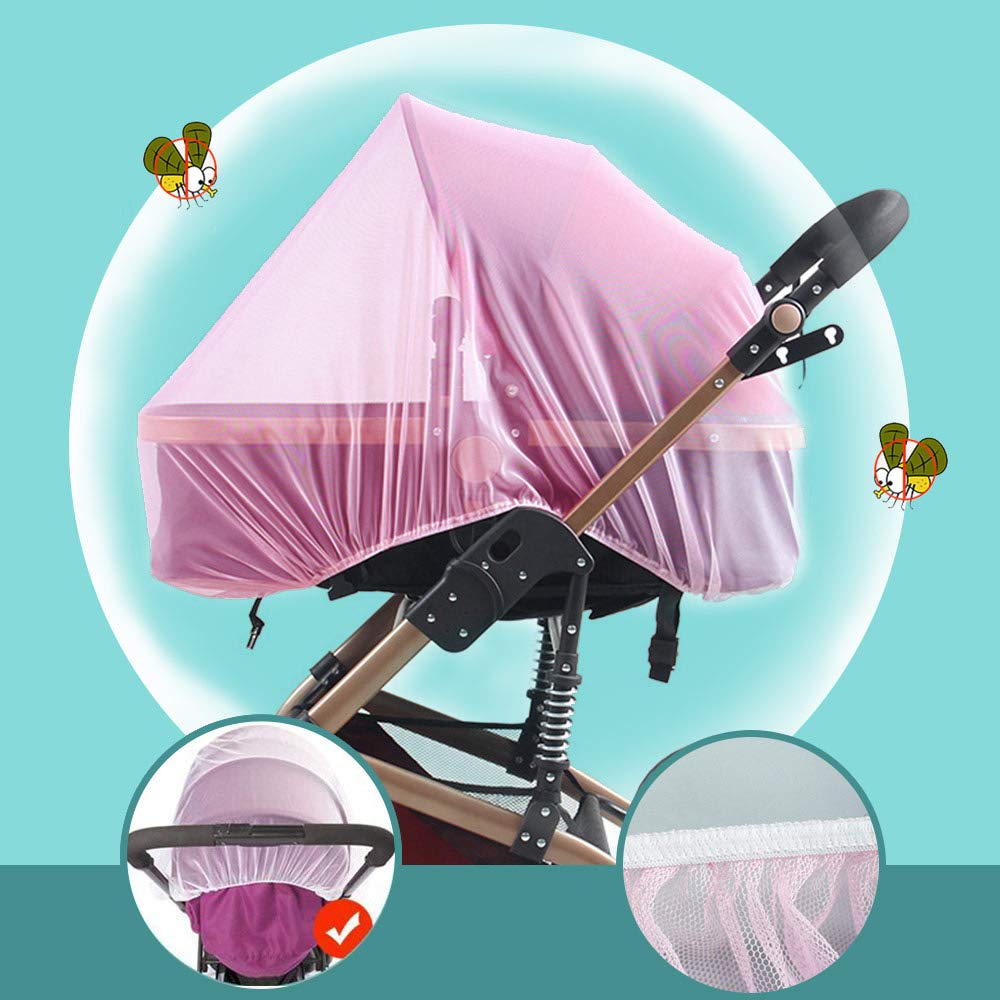 Mosquito Net for Stroller (2 Pack) - Durable Baby Stroller Mosquito Net - Perfect Bug Net for Strollers, Bassinets, Cradles, Playards, Pack N Plays and Portable Mini Crib (Pink) …
