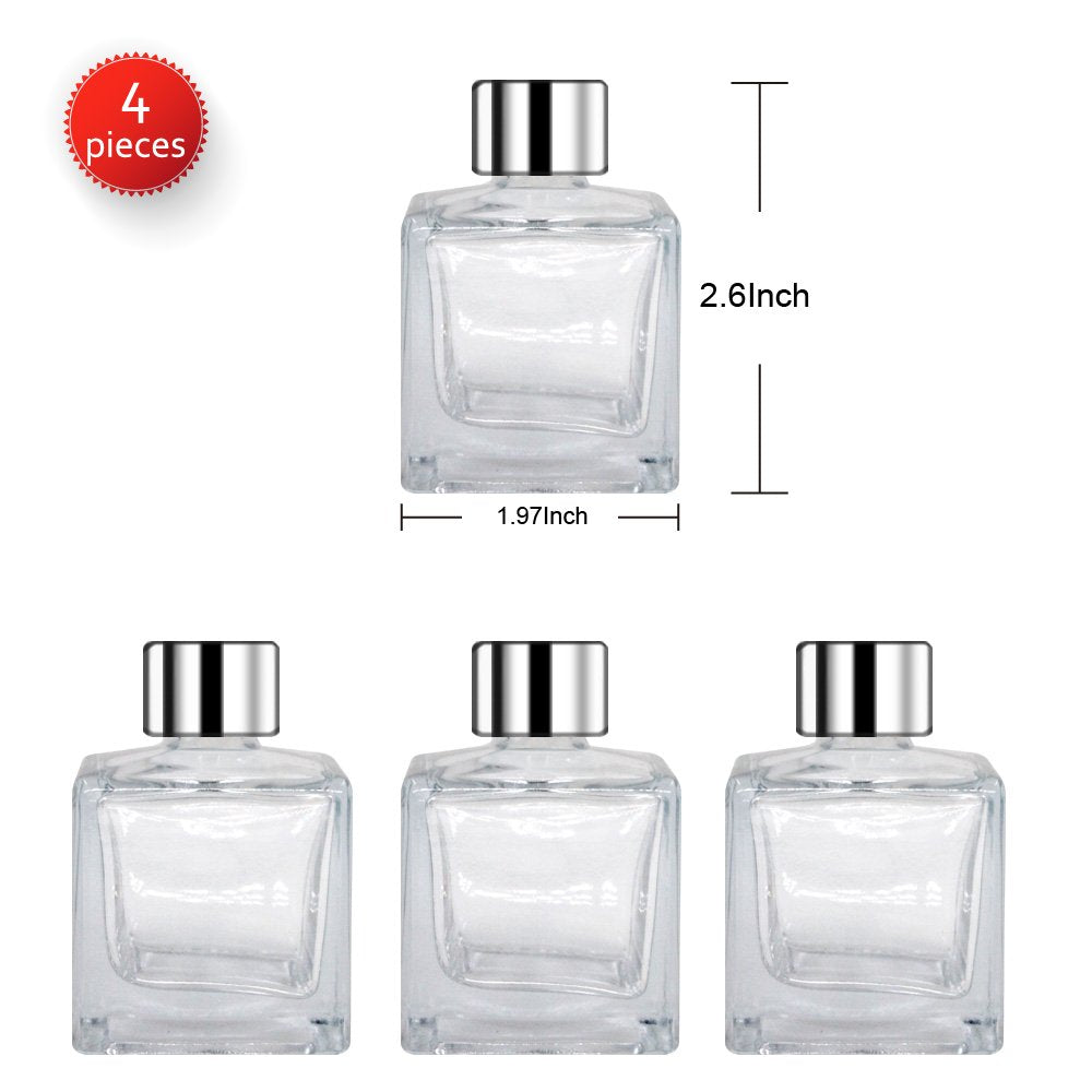 Feel Fragrance Glass Diffuser Bottles with Silver Caps 