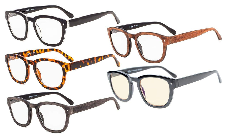 Eyekepper 5-Pack Reading Glasses Professor Vintage Styl