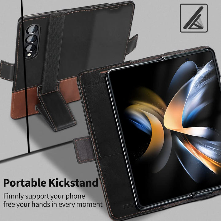 KEZiHOME for Samsung Galaxy Z Fold 4 Case, Genuine Leat