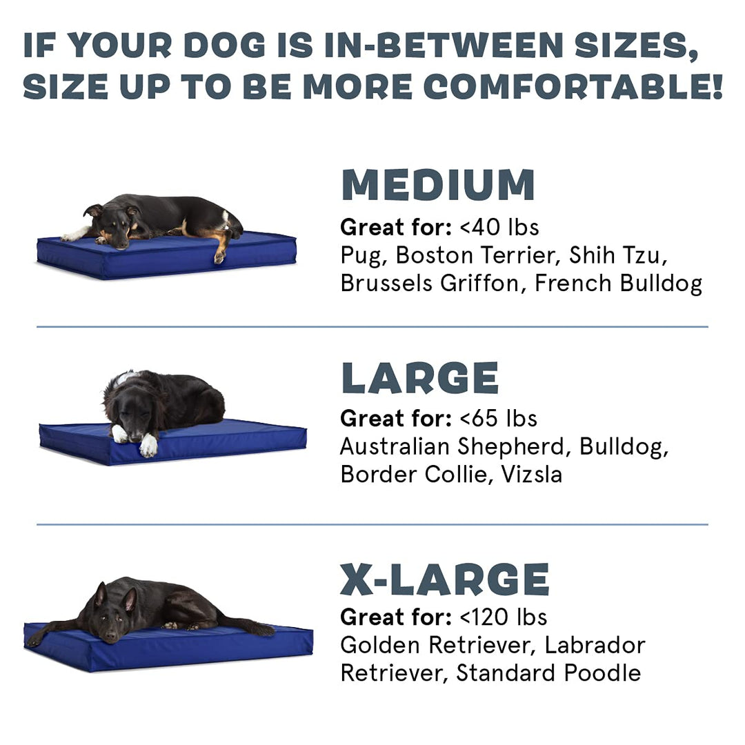 - Outdoor Dog Bed - Waterproof Dog or Cat Mattress Bed with Removable Cover - Platform Bed with Washable Cover, Durable, Portable - Indoor/Outdoor All Season Orthopedic Comfort - XL - Blue