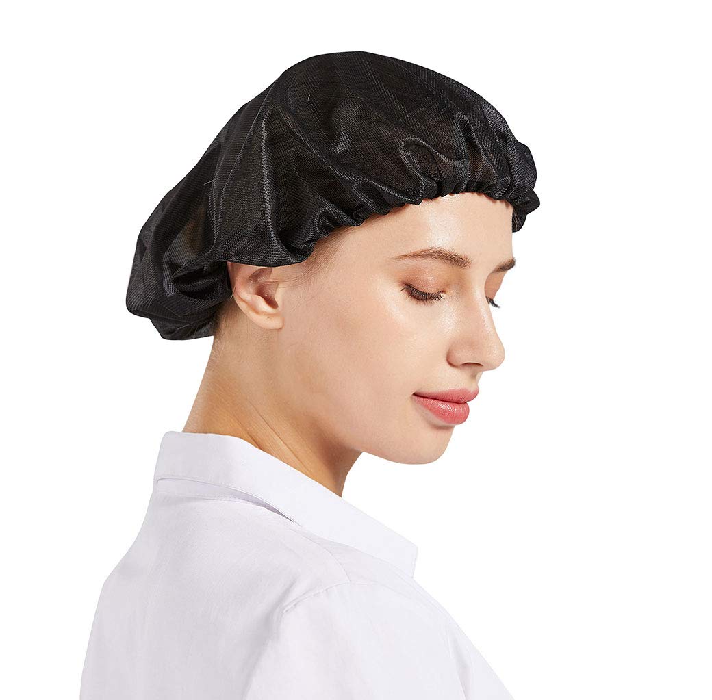 5Pcs Bouffant Caps,Food Service Hair Nets,Hair Head Cover Net for Factory, Kitchen, Factory Warehouse Worker CF9047 (Black, One Size)