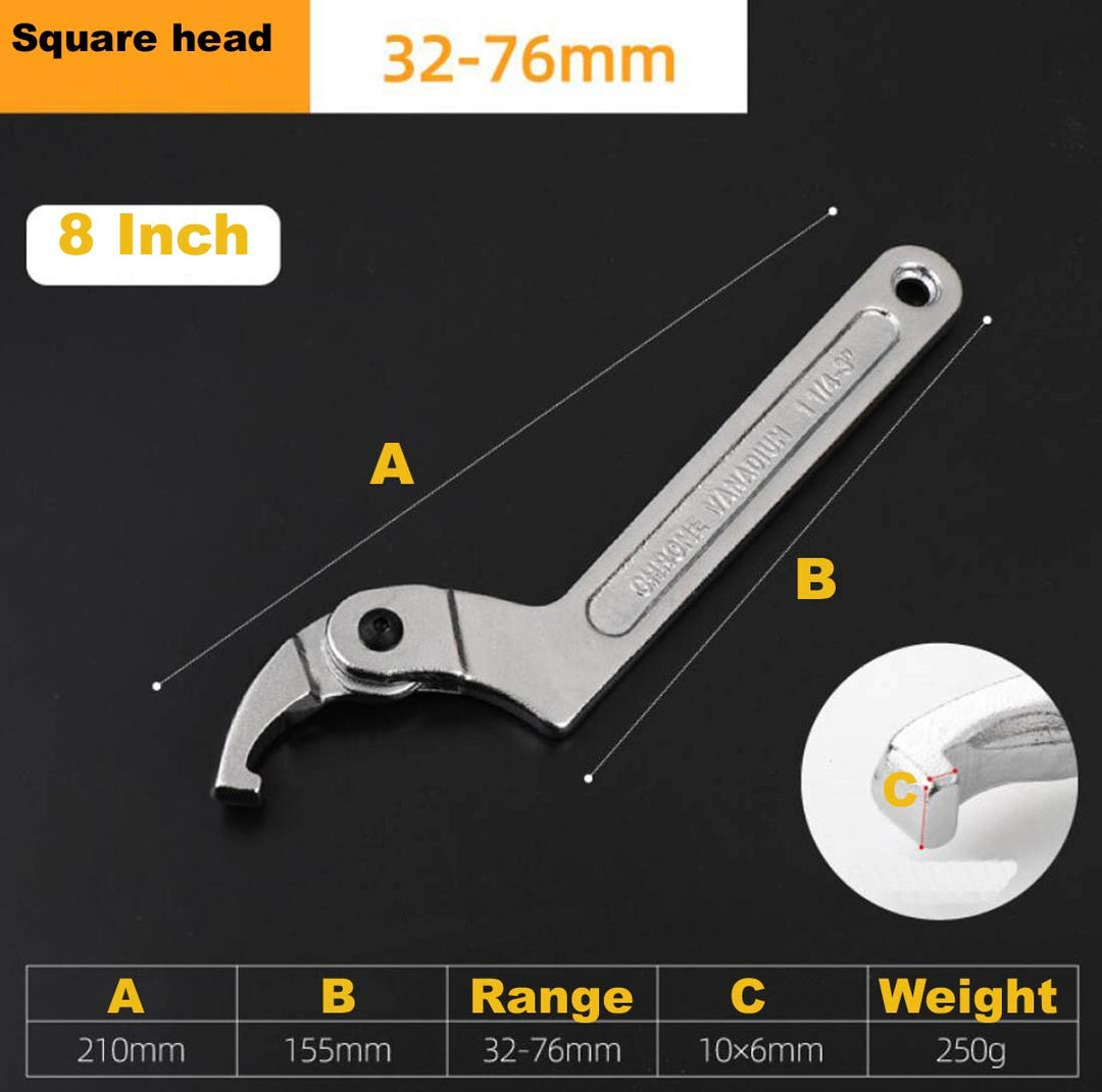 Chrome Vanadium C Spanner Tool Adjustable Hook Wrench - 1 1/4-3(32-76mm)