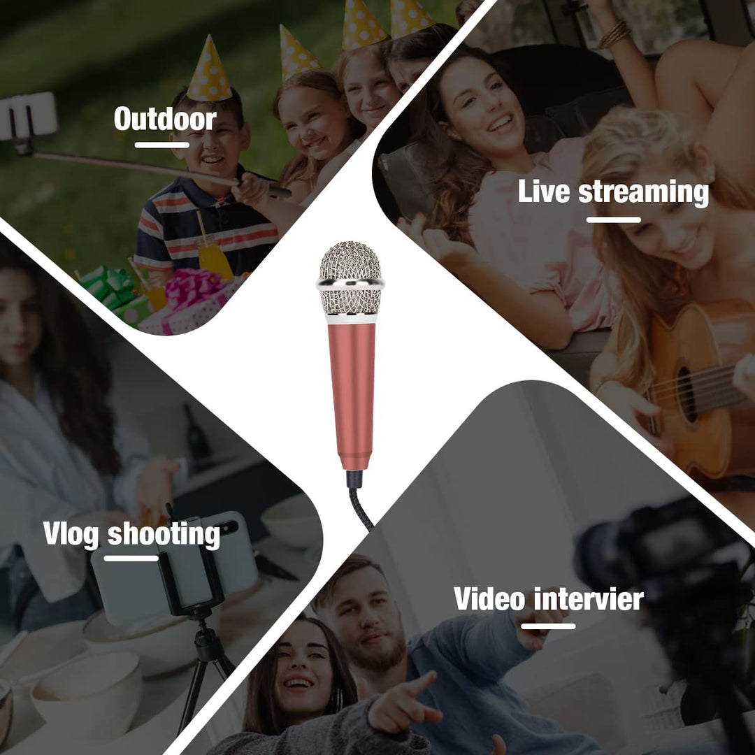 Mini Microphone,Portable Vocal Tiny Microphone, Asmr Microphone ,Phone Microphone, Mini Karaoke Microphone for Voice Recording Chatting And Singing On Iphone,Android,Laptop Notebook(Rose gold)