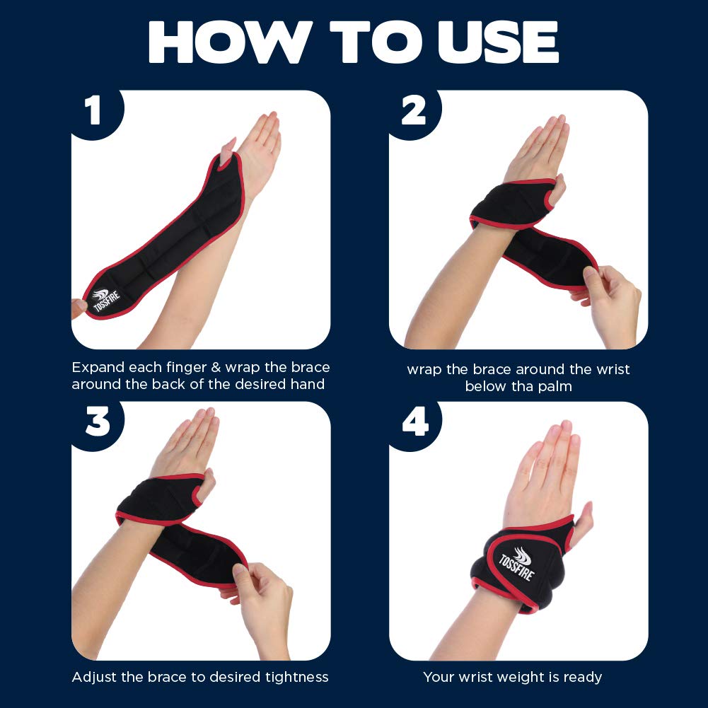 1 Pair of 2 lbs Wrist Weights Set with Thumblock Design, Great for Running Weightlifting Training Cardio Arm Exercise